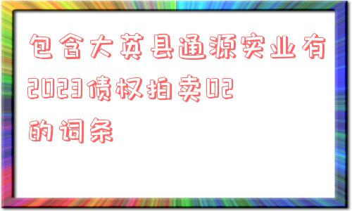 包含大英县通源实业有2023债权拍卖02的词条