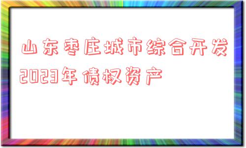 山东枣庄城市综合开发2023年债权资产