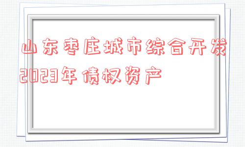 山东枣庄城市综合开发2023年债权资产